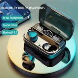 Wireless Bluetooth Earphones Headphones Earbuds Waterproof LED Display w/ Mic