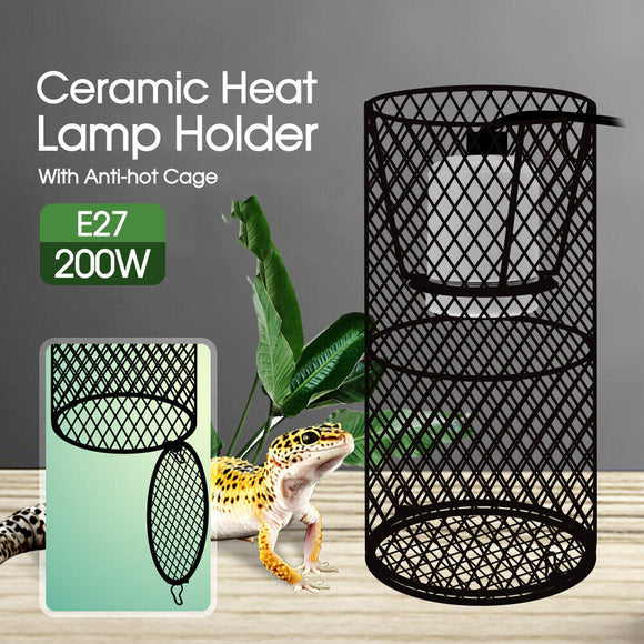 Reptile Lamp Fixture Clamp E27 Ceramic Light Bulb Holder Switch For Pet Habitat