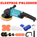 Polisher Car Buffer Pad Electric Machine Tool Kit 6 Speed 1600W 240V 180mm 150mm