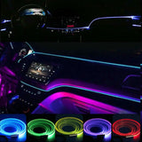 RGB LED Car Interior Fiber Optic Neon Wire Strip USB Atmosphere Light APP /Music