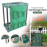 Compact Garden Tool Storage Rack Organiser with Pockets – 58x31x60cm