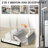 2 in 1 Broom and Dustpan Set: Cleaning with Upright Storage 180° Rotating