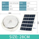Solar Powered 24/28/32cm LED Ceiling Light Bedroom Garden Garage Shed Tent Lamp