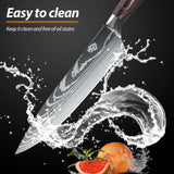 5pcs Japanese Kitchen Knives Damascus Chef Knife Set Steel Chef Cleaver Knife