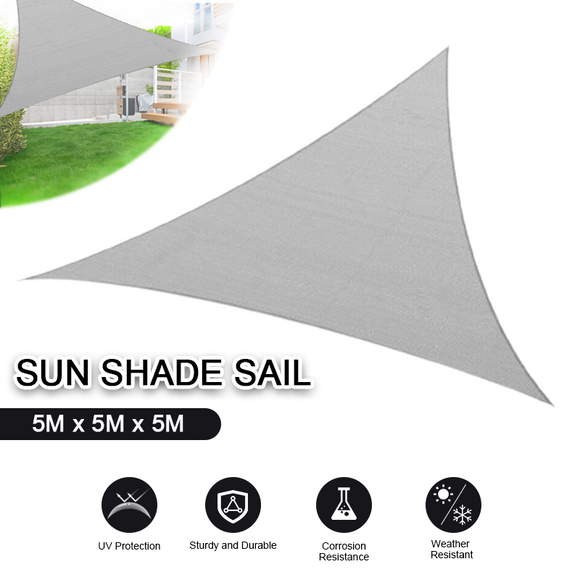 Sun Shade Sail Cloth Canopy Triangle Outdoor Awning Cover 5 x 5 x 5M