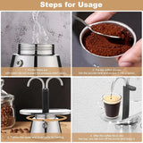 2 Cup Stainless Steel Coffee Maker Pot Stove Top Espresso Brewer