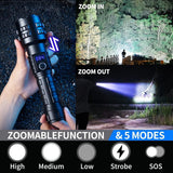 Self-defense LED Torch Zoom flashlight type-c rechargeable home outdoor digital