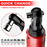 Cordless Electric Ratchet Right Angle Wrench Tool 3/8'' 18V 90° 100Nm +2*Battery