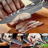 5pcs Japanese Kitchen Knives Damascus Chef Knife Set Steel Chef Cleaver Knife