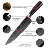 8 PCS Kitchen Knives Set Stainless Steel Japanese Damascus Pattern Chef Knife