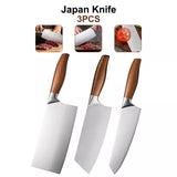 Kitchen Knife 3pcs Stainless Steel Meat Chopping Cleaver Japanese Chef Knife