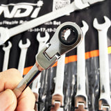 16 PCS NDI Flexi Head Ratchet Spanner Set 6MM-24MM Metric ND-0328