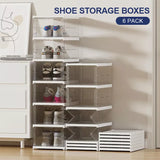 Shoe Box Storage Case Clear Boxes Foldable Stackable Transparent Organizer