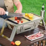 Portable Camping BBQ Grill 3 Height Adjustable Stainless Steel Folding