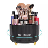 360°Rotating Makeup Brush Storage Box Portable Desktop Cosmetic Organizer
