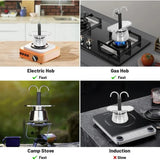 2 Cup Stainless Steel Coffee Maker Pot Stove Top Espresso Brewer