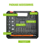 21V BRUSHLESS HEAVY DUTY CORDLESS DRILL IMPACT DRIVER KIT HAMMER +2 BATTERY Box