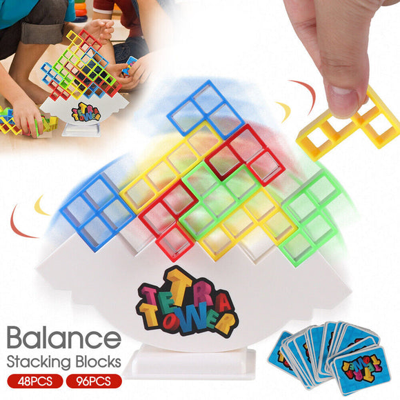 48/96x Tetra Tower Balance Stacking Blocks Game Team Toys Xmas Gifts Kids Adults