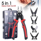 5-PCS Plier Tool Set, 5 in 1 Versatile Tool Kit, with Linesman Plier, Wire