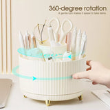 360°Rotating Makeup Brush Storage Box Portable Desktop Cosmetic Organizer