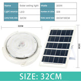 Solar Powered 24/28/32cm LED Ceiling Light Bedroom Garden Garage Shed Tent Lamp