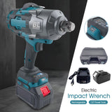 1000N.M Brushless Cordless Electric Impact Wrench Rechargeable 1/2" Power Tools