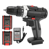 21V BRUSHLESS HEAVY DUTY CORDLESS DRILL IMPACT DRIVER KIT HAMMER +2 BATTERY Box