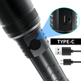 50000000 LED Torch Zoom Light Super Bright Hunting Flashlight USB Rechargeable