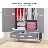 Large 2 Door Wardrobe with Storage Drawers, Grey 90*45*170cm
