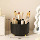 360°Rotating Makeup Brush Storage Box Portable Desktop Cosmetic Organizer