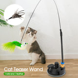 Cat Play Toy Simulation Birds Teaser Wand Interactive Stick with Suction Cup