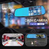 4.3" 1080P Dual Lens Car Auto DVR Dash Cam Video Camera Recorder Rearview Mirror