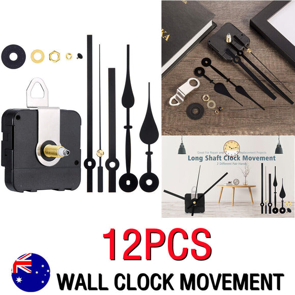 12pcs Quartz Clock Movement Mechanism DIY Repair Parts Hour/minute/second Hands