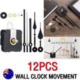 12pcs Quartz Clock Movement Mechanism DIY Repair Parts Hour/minute/second Hands