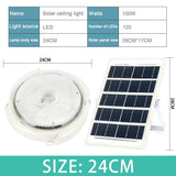 Solar Powered 24/28/32cm LED Ceiling Light Bedroom Garden Garage Shed Tent Lamp