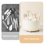360°Rotating Makeup Brush Storage Box Portable Desktop Cosmetic Organizer
