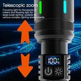 50000000 LED Torch Zoom Light Super Bright Hunting Flashlight USB Rechargeable