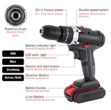 21V BRUSHLESS HEAVY DUTY CORDLESS DRILL IMPACT DRIVER KIT HAMMER +2 BATTERY Box