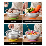 7pc Stainless Steel Mixing Bowls Set with Lids and Non-Slip Bottoms