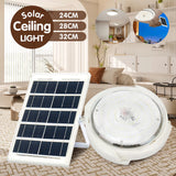 Solar Powered 24/28/32cm LED Ceiling Light Bedroom Garden Garage Shed Tent Lamp
