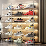 Foldable Shoe box,Clear Plastic Stackable Shoe Box,Clear Shoe Organizer