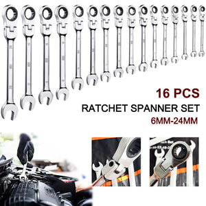 16 PCS NDI Flexi Head Ratchet Spanner Set 6MM-24MM Metric ND-0328