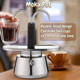 2 Cup Stainless Steel Coffee Maker Pot Stove Top Espresso Brewer
