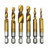 6pcs Drill Tap Countersink Deburr Set Metric Combination Drill Tap Bit M3-M10