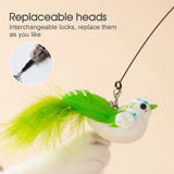 Cat Play Toy Simulation Birds Teaser Wand Interactive Stick with Suction Cup