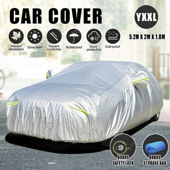 YXXL Ultra Large Alu Waterproof Outdoor Car Cover Double Thick Rain UV Resistant
