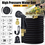 25-100FT Garden Water Hose Flexible Expandable Pipe Car Wash W/ Spray Nozzle Gun