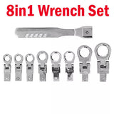 8in1 Ratchet Wrench, Steel Various Sizes Wide Application Drive Wrench 180° Head