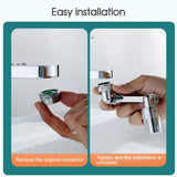 Extension Rotate Robotic Faucet Extender Arm Tap Universal 1080 Swivel Spray TK