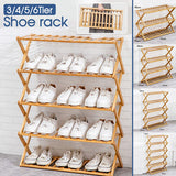 3-6 Tier Folding Shoe Rack Bamboo Wooden Shelf Stand Storage Organizer Cabinet